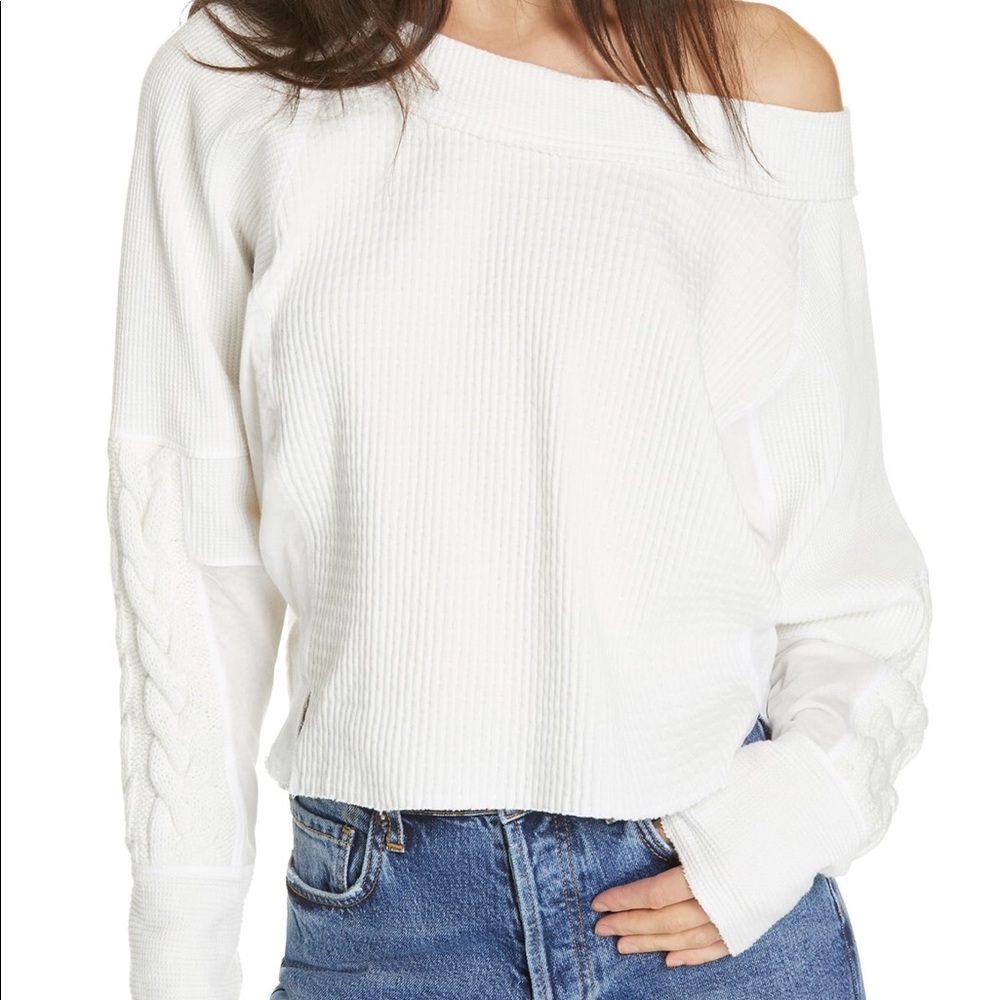 Free People White Josie Knit 🧶 Pullover Sweater